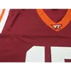 2324 Virginia Tech Hokies Dylan Rivers #44 real Bordado completo College Jersey Tamanho S-4XL ou personalizado qualquer nome ou número jersey
