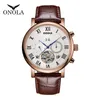 Polo Echt Onola Business Casual Holle Automatische Mechanische Mens Horloge Heren Multifunctionele Lederen Waterdichte Hand Horloges