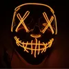 Máscara de terror de Halloween Juguetes con luz LED Máscaras brillantes Escudo de purga Máscara de elección Disfraz Fiesta de DJ Ilumina el resplandor en la oscuridad 10 colores