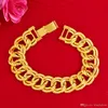 17mm Wide Wrist Chain 18K Yellow Gold Filled Hip Hop Mens Bracelet Fashion Jewelry Drop Shipping Classic Accessories