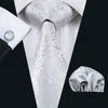 Collo Ties Tie Del `s cravatta argento novità jacquard tessuto 100% marca di seta marchio gemelli hanky set per la festa di affari di matrimonio spedizione gratuita LS-1126