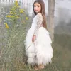 Outono manga longa menina vestido de laço flor 2020 backless vestidos de praia branco crianças casamento princesa festa concurso rapariga roupas lj200923