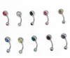 Hot Stainless Steel Belly Button Rings Navel Rings Crystal Rhinestone Body Piercing Bars Jewlery For Women's Bikini Fashion Jewelry