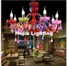 Żyrandole D72CM 8L Kolorowe Tiffany Crystal Chandelier LED Candelabro dla kawiarni Bar Lampa Kid