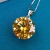 Ny dominerande gul moissan diamanthalsband hänge lyckliga gula ädla hjärtan pilar klippa smycken tillbehör274f