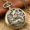 Bronze carpe montre de poche demi chasseur boîtier hommes femmes Quartz analogique montres collier pendentif chaîne horloge à collectionner