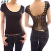 T-shirt femme vente en gros- 2021 Sexy dos chemise femmes col rond solide gilet haut découpé soutien-gorge Bustier Corset grande taille #091