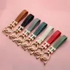 Keychains Key Chain Pendant Personal Diamond H Button Bag Accessories Girl Gift Metal Horseshoe Parts Black Leather Rope