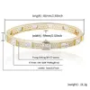 Pulseras de eslabones cuadrados con diamantes de oro amarillo de 14 quilates para hombre Pulsera de brazalete de hip hop con micro pavé de diamantes de circonio cúbico