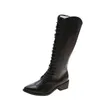 Boots vinterkvinnor Midkalv 2021 Eleganta skor Western Cowboy Fashion Point Toe Black Beige Long7245437