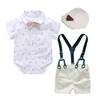 Kleding sets romper kleding set voor babyjongen met boog hoed gentleman gestreepte zomer pak peuter kind bodysuit baby