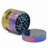 Sälj örtkvarnstorlek 63mm 4 -stycken Iceblue Rainbow Zinc Alloy Grinder Rainbow Maze DHL6617842