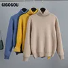 GIGOGOU Winter Pullover Frauen Rollkragen Warm Dicken Pelz Pullover Langarm Crop Pullover Gestrickte Jumper Frauen Weihnachten Pullover 201224