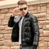 Heren Lederen Faux Winter Warm Mannen Echt Wit Eenden Down Flight Coats Grote maat Real Sheepskin Bomber Jassen Aviation1