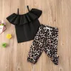 1-5Y Moda Yürümeye Başlayan Çocuklar Bebek Kız Giysileri Setleri Kapalı Omuz t-shirt + Ruffles Etek Kıyafet Giysileri