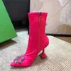 Bling crystal Shoes Elastic ankle Boots for Women pink Black suede Cup high Heels women's Boots Slip On pointy Party boots