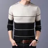 Casual männer Pullover Oansatz Gestreiften Slim Fit Knittwear Herbst Winter Herren Pullover Pullover Pullover Männer Ziehen Homme M-3XL