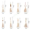 Style bohémien perles en bois pendentif pompon porte-clés corde en coton blanc 8 Styles pour sac à main de voiture décorations suspendues femmes filles