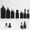 20 X shinny Black Glass Empty Essential Oil Parfum e Liquid Pipette Dropper Bottle 10 15 30 50 100 ml gold black silver cap