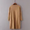 Yinlinhe Khaki Long Cardigan Kobiety Kaszmera Solidna dzianina Sweter Kobiety Z Długim Rękawem Zimowe Kieszenie Kardigan Kimono 737 20111