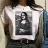 Sommar mode kvinnor avslappnad rolig vit mona lisa t-shirt tee shirts kortärmad kvinnlig t-shirt tumblr söt tshir