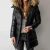 Doudoune d'hiver Manteau Femmes Parkas Warmness Coton Rembourré Pardessus PU Mode Manteaux De Base Noir Long Outwear Vêtements Pour Femmes T200116