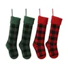 Santa Claus Gift Plaid Stocking Knit Kerstkousen Kerstversiering Plaid Sokken Kinderen Snoep Gift Opbergzakken EERA2145