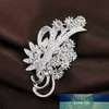 Femmes Accessoires De Mode Élégant Délicat Strass Argent Couleur Fleur Broches Col Broches Chandail Décoration YBRH-0217