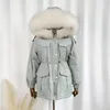 Winter Real Raccoon Fur Collar Down Parkas Women White Duck Coat Loose Hooded Jacket Female Windproof Warm Outwear1 Luci22