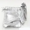 100st Silver Plated Gaze Satin Jewelry Bags Jewely Christmas Gift Bag 7x9cm 9x12cm 11x16cm 13x18cm (AB706)