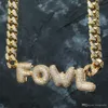 WhoSale A-Z Ny 0-9 Hip Hop Custom Name Halsband Inledande bokstäver Hänge med kubansk länkkedja Bijoux-halsband Bling Iced Out CZ Cubic Zirconia smycken gåvor till killar