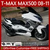 Motorcykelkropp för Yamaha T-MAX500 TMAX-500 MAX-500 T 08-11 Bodywork 107No.24 Tmax Max 500 Tmax500 max500 08 09 10 11 xp500 2008 2009 2010 2011 Fairings Gloss White