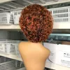 Perruque Bob Lace Front Wig naturelle bouclée, cheveux courts, coupe Pixie, pre-plucked, pour femmes noires, 5728962