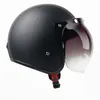 Casque de moto en cuir noir de vente chaude rétro vintage Cruiser Chopper Scooter Café Racer Casque de moto 3/4 Open Face1