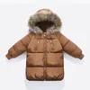 COOTELILI Katoenen Winterjas Voor Jongens Meisjes Echte Wasbeer Bontmuts Winterjas Voor Jongens Lange Stijl Kinderen Parka kleding 202726056