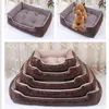 Luxury PU Leather Dog Beds Waterproof Cozy Pet Basket Cat Kennel Removable Mattress for Puppy Big Animals Bulldog Teddy Y200330