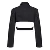 DEAT femmes noir croix pansement court Blazer nouveau revers à manches longues coupe ample veste mode marée printemps automne 1T126 201201