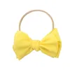 INS Kids Girls 솔리드 컬러 6 인치 큰 Bowknot Hairbands 와플 나일론 머리띠 아기 머리 Bows 머리띠 부티크 액세서리