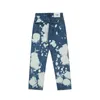 Mäns Jeans High Street Hip Hop Wind Space Cloud Pattern Casual Hole Tvätt Jeans