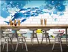 壁のための注文写真の壁紙3D壁画フレッシュレンガの壁下水道世界的なシャーク美しい子供たちの部屋子供部屋壁画装飾