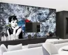 Beibehang Custom wallpaper retro American characters graffiti TV background home decor living room bedroom murals 3d