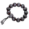 Tibetano Om Mani Padme Hum Bracciale Lobulare Naturale Sandalo Rosso Intarsiato 925 Sterling Silver Buddha Mantra Per Gli Uomini Donne Amanti CX200613