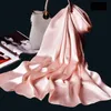 16mom Natural Silk Scarf Women Stora sjalar Wraps Winter Solid Color Satin Scarf White Pashmina Foulard Femme Ladies Fashion454561211927