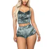 Hot Sale-Women Pyjamas Sats Sexig Velvet Två Piece Suits Ladies 2st Sleepwear Kvinna Vest Shorts Set Summer Womens Nightwear 050716