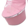 2021 Women Summer Stripper 17.5cm High Heels Sexy Fetish Sandals 7.5cm Platform Pink Crystal Pumps Party Prom Pole dance Shoes