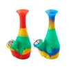 Forme de vase Bong Pipes à fumer en deux parties avec bol en métal Plates-formes d'huile de silicone pour fumée incassable impression bongs narguilés