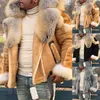 Laamei Faux Fur Coat Mężczyźni Plus Rozmiar Kurtka zimowa Futro Kołnierz Długie Rękawy Liner Casual Zipper Męskie Kurtki i Płaszcze