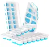 Ice Cube Trays Köksredskap 4 Pack Easy-Release Flexible 14-isbrickor inkluderar spillbeständigt avtagbart lock BPA gratis för dryckescocktail