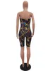 PinePear Gold Chain Print Playsuit 2020 Zomer Strapless Backless Bodycon Short Rompers Dames Jumpsuit Drop Shipping Groothandel T200704