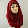 Шифон этнических женщин шарф монохромный горный хрусталь вертикальный горный хрусталь женский шарф хиджаб